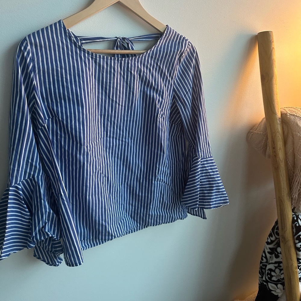 Blue Striped Women's Blouse - Picture 1 of 1